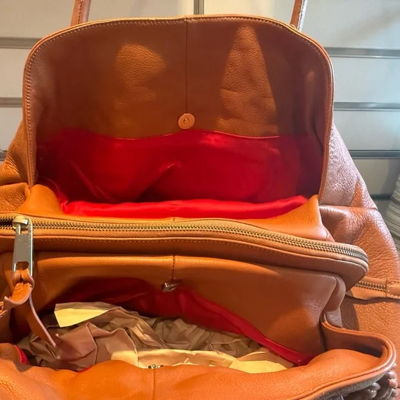 NWT Madonna Brown Genuine Leather Tote with Braided Accent designer direct - Picture 2 of 4